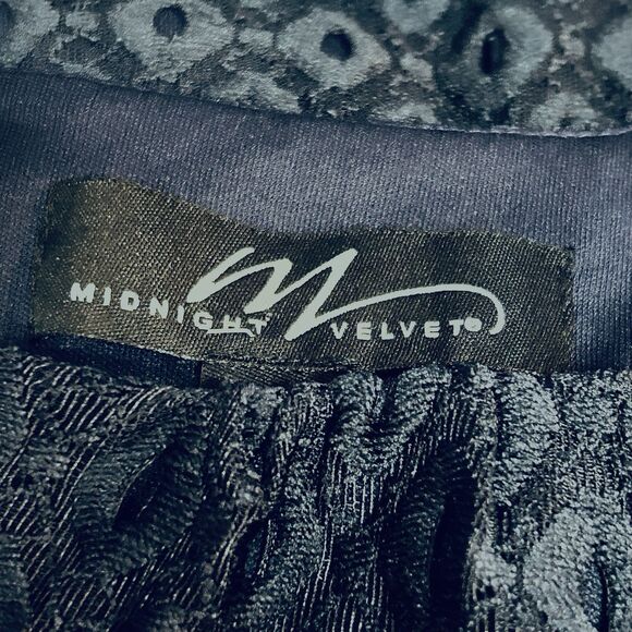 Midnight Velvet Catalog Eyelet Stretch Lace Office Party Casual Navy Blue Dress - Picture 11 of 14